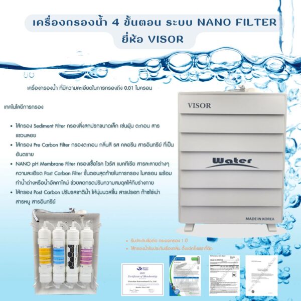 เครื่องกรองน้ำ 4 ขั้นตอน ระบบ NANO FILTER ยี่ห้อ VISOR